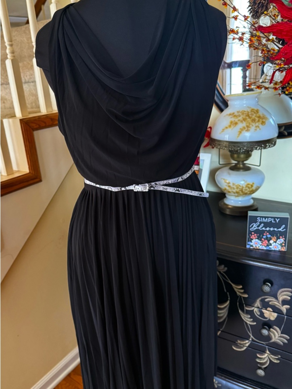 Jones New York Classic Black Draped Pleated Women's Dress - Picture 10 of 13